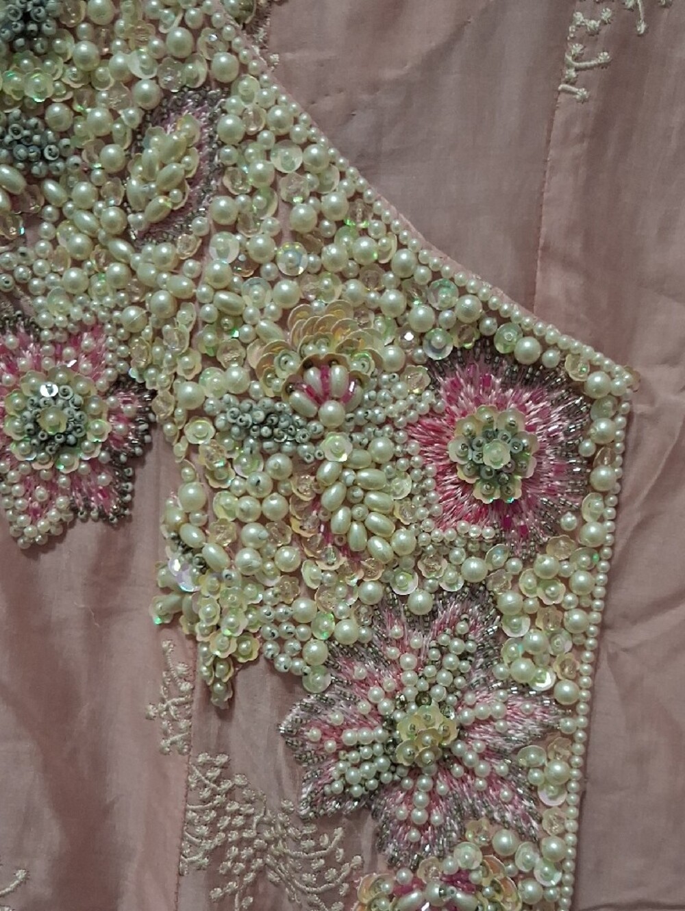 Embroidered Long Sleeve Pink Anarkali Dress - Picture 3 of 7